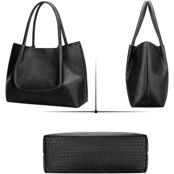Tote Bag Vegan Leather Black2 - Picture 3 of 5